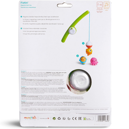 Munchkin Fishin' Magnetic Bath Toy , 4 Piece Floating Fishing Set