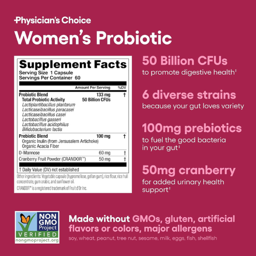 Physician's CHOICE Probiotics – PH Balance, Digestive & Feminine Health, 60c