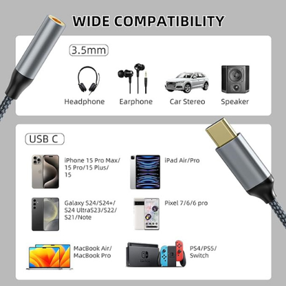 USB-C to 3.5mm Audio Adapter – 2-Pack (Black)