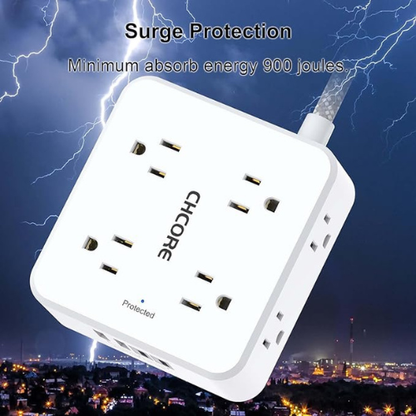CHCORE Surge Protector Power Strip – 8 Outlets, 4 USB, 5Ft Cord