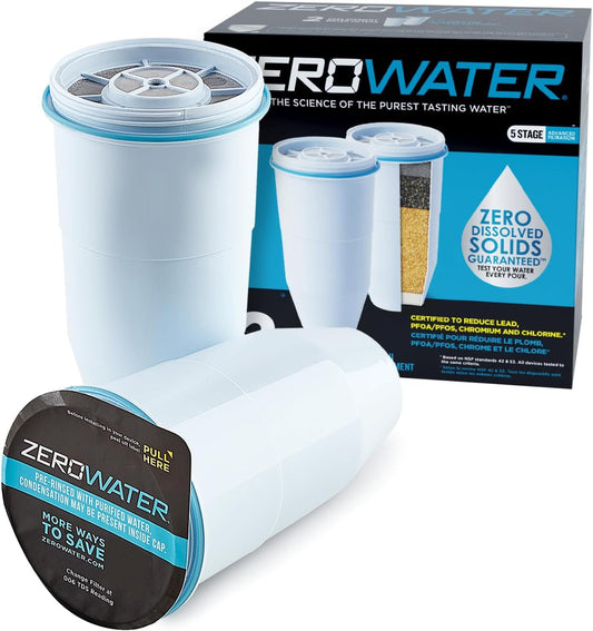 ZeroWater 5-Stage Filter – 2 Pack, 0 TDS Certified