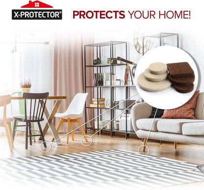 X-PROTECTOR Felt Furniture Pads – 133 PCS, Brown & Beige