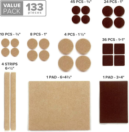X-PROTECTOR Felt Furniture Pads – 133 PCS, Brown & Beige