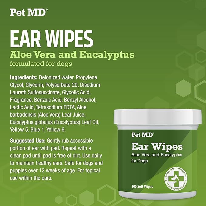 Pet MD Dog Ear Wipes – 100 Count