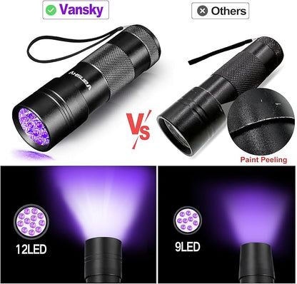 Vansky UV Blacklight Flashlight – 12 LED Pet Urine & Stain Detector