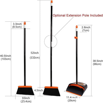 TreeLen Broom & Dustpan Set , Upright Cleaning Made Easy.
