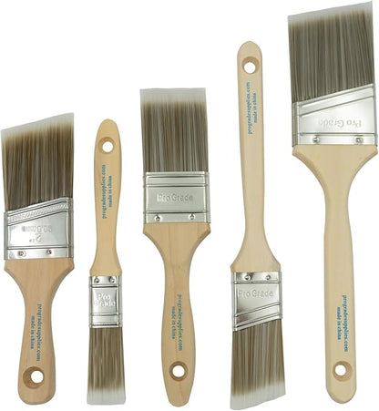 Pro Grade Paint Brush Set – 5 Piece, Flat & Angle