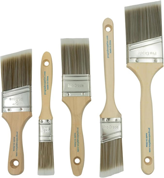 Pro Grade Paint Brush Set – 5 Piece, Flat & Angle