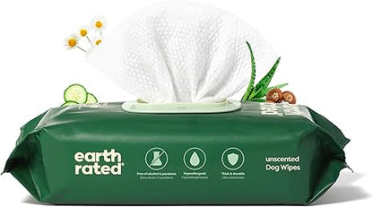 Earth Rated Pet Wipes – 100ct, Hypoallergenic & Unscented Grooming Wipes
