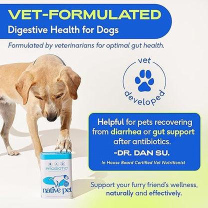 Native Pet Probiotics Powder – 120 Scoops, Digestive & Immune Support for Dogs