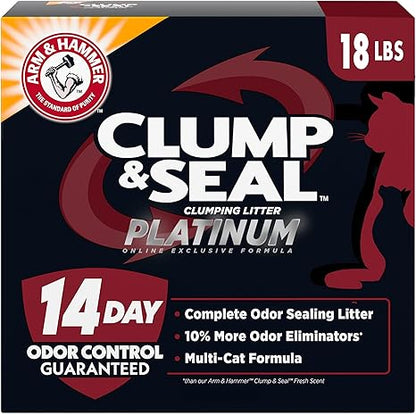 ARM & HAMMER Clump & Seal Cat Litter – 18lb, 14-Day Odor Control