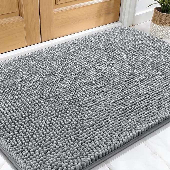 OLANLY Dog Door Mat – 30×20", Absorbent & Non-Slip (Grey)