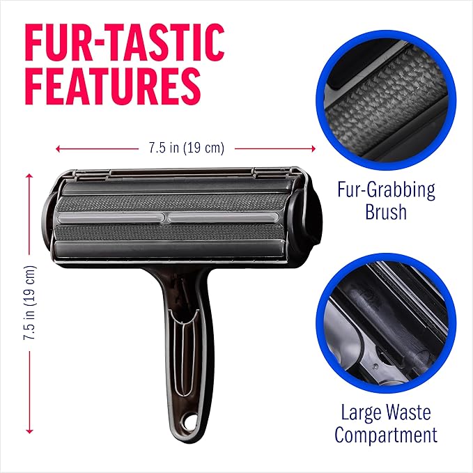 ChomChom Pet Hair Remover – Reusable Roller for Furniture & Clothing (Black)