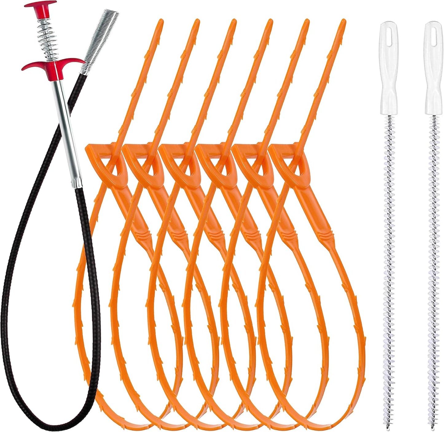 9-Piece Drain Cleaner Tool Set – Clog Remover, Hair Snake & Brush