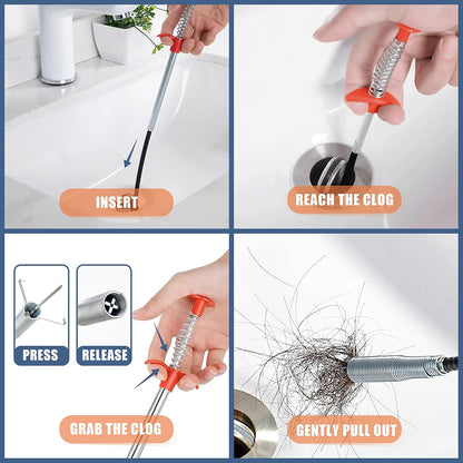9-Piece Drain Cleaner Tool Set – Clog Remover, Hair Snake & Brush