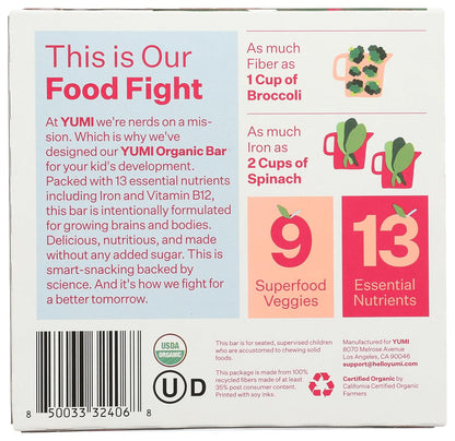 Yumi Strawberry & Rhubarb Organic Bar ,  Naturally Nourishing & Delicious.
