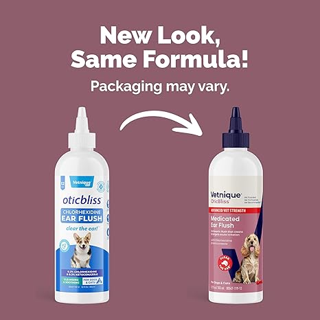 Oticbliss Medicated Ear Cleaner – 12oz Flush for Dogs & Cats