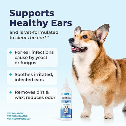 Oticbliss Medicated Ear Cleaner – 12oz Flush for Dogs & Cats
