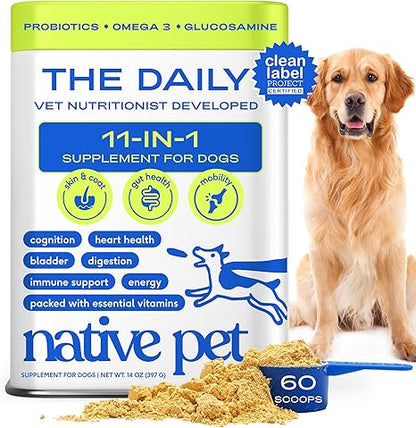 Native Pet 11-in-1 Dog Multivitamin – 60 Scoops, Gut & Joint Support Powder