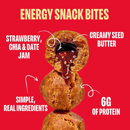 Smash Foods Superfood Bites , Sunflower Butter & Strawberry Jam Goodness.