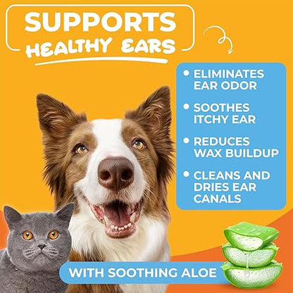 Dog Ear Cleaner Wipes – Finger Wipes for Dogs & Cats – Coconut Formula
