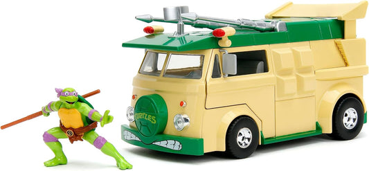 Teenage Mutant Ninja Turtles 1:24 Party Wagon Die-Cast Car & 2.75" Donatello Figure – Collectible Toy for Kids & Adults
