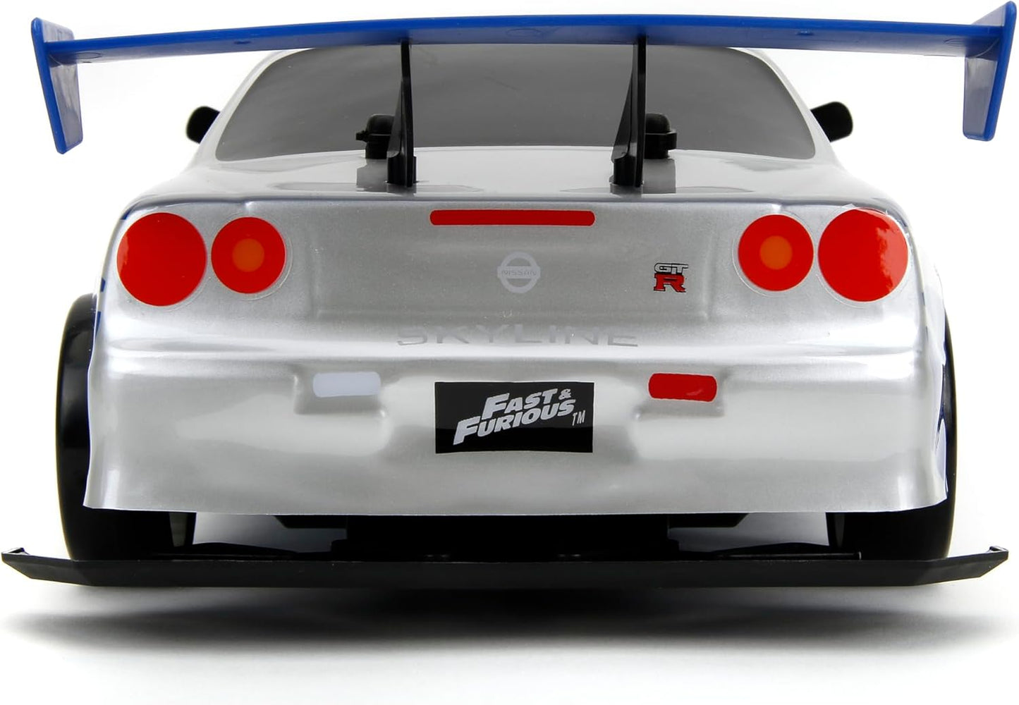 Jada Toys Fast & Furious Brian's Nissan Skyline GT-R Remote Control – 1:10 Scale, Silver/Blue