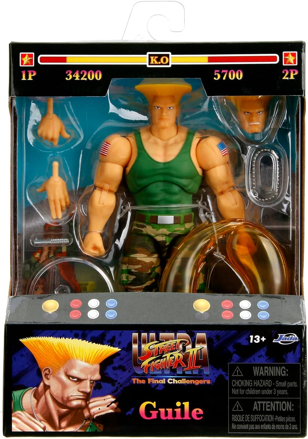 Jada Toys Street Fighter II Guile Action Figure – 1:12 Scale, 6" Tall